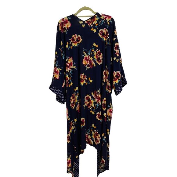 Band Of Gypsies Navy Floral Open Front Kimono Sz S - Picture 7 of 9
